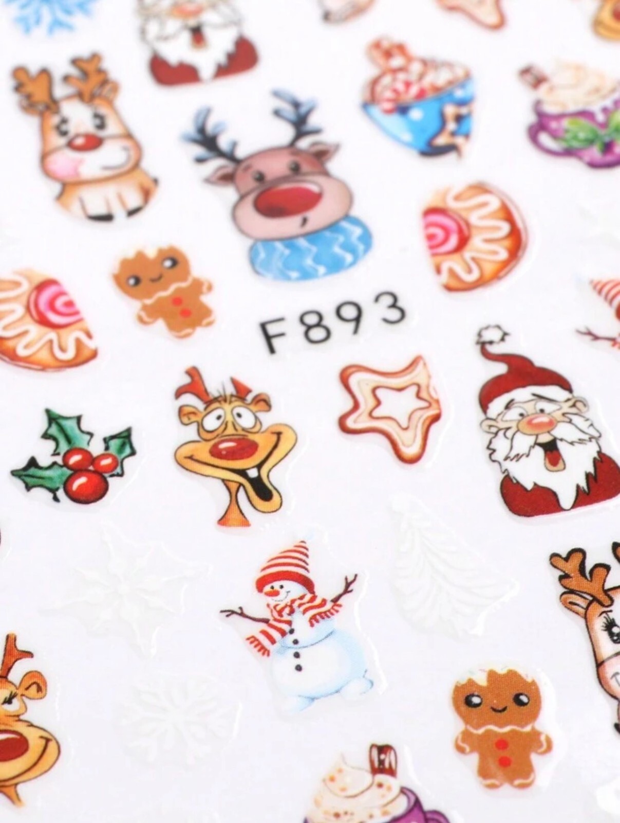 Cute Reindeer Nail Art Stickers Christmas Santa Snowman Baubles Snowflakes Stars