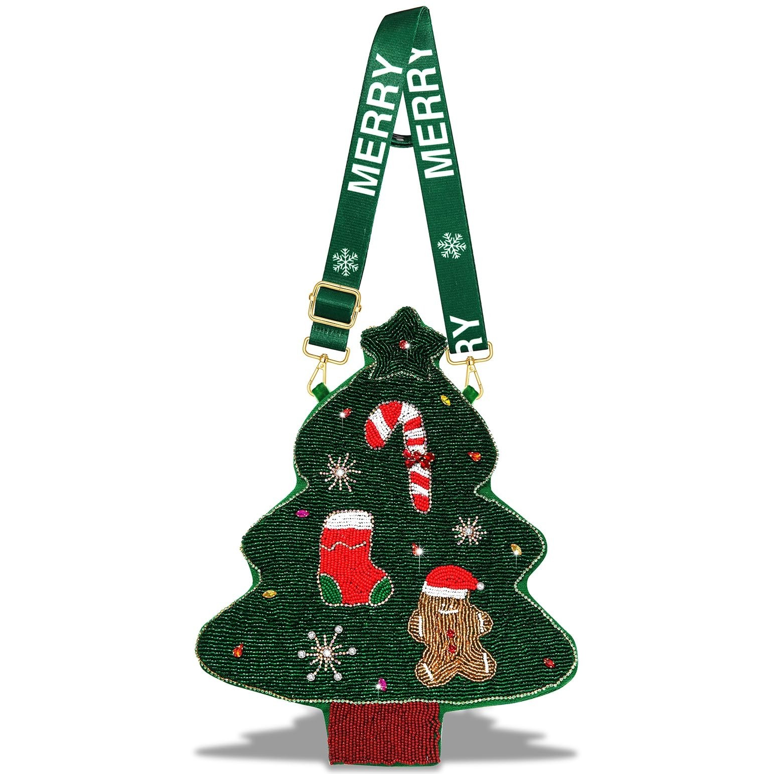 Christmas Purse for Women Beaded Xmas Tree Reindeer Snowflake Bell Crossbody …