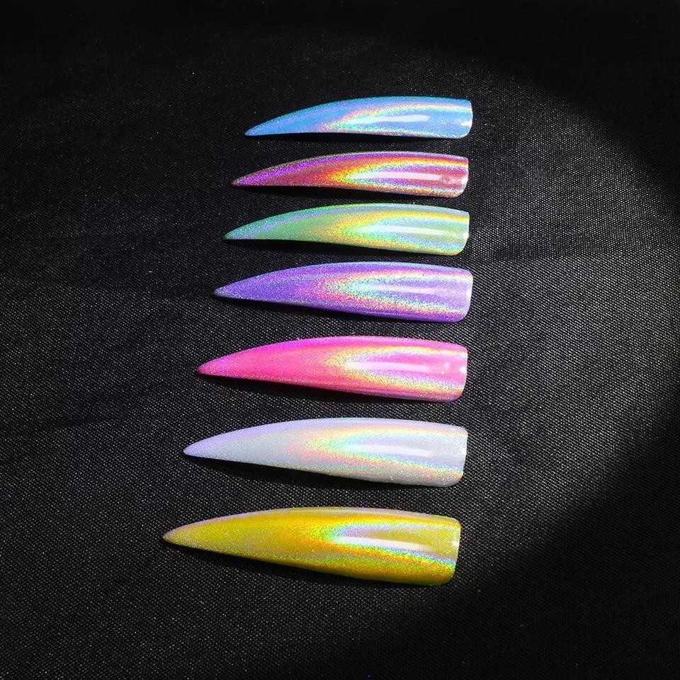 UNICORN NAIL POWDER HOLOGRAPHIC EFFECT MIRROR HOLO CHROME NAILS PIGMENT 15µ! UK