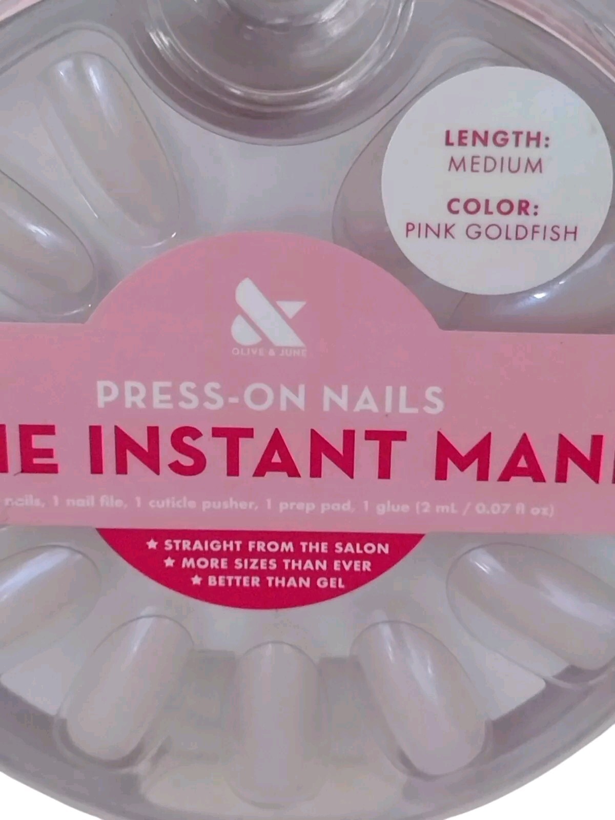 Olive & June Press-On Nails THE INSTANT MANI 42ct Medium Length PINK GOLDFISH