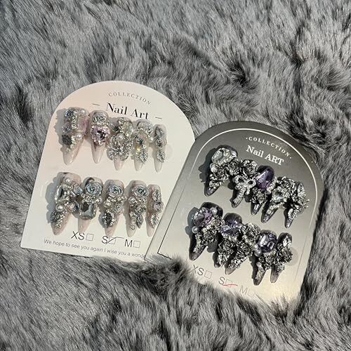 2Packs (20Pcs) Press on Nails 30mm Long Handmade 0.04 Fl Oz (Pack of 2) 3.0 S