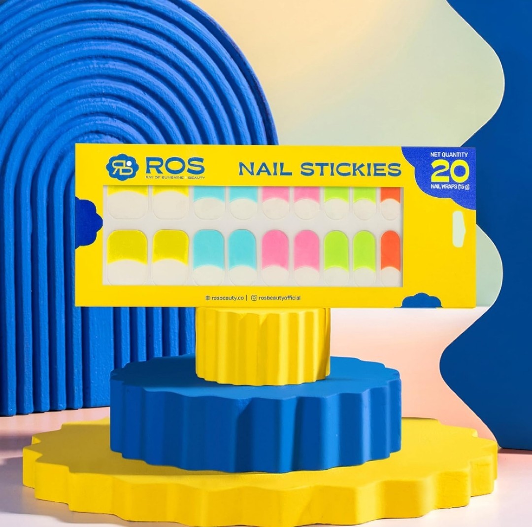 ROS Beauty Nail Stickies | 20 Count | Easy-to-Apply Vibrant Nail Art Stickers |