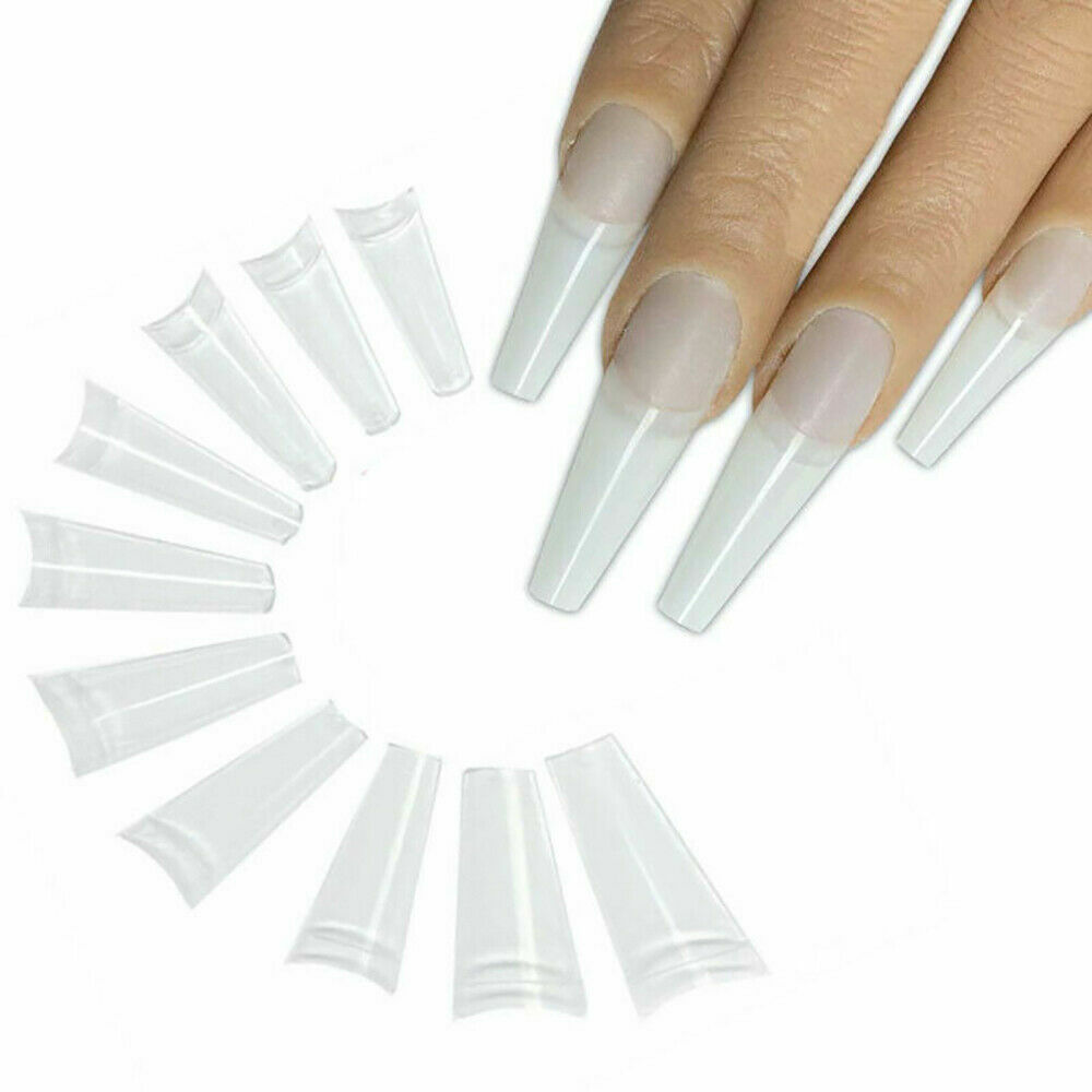 500 acrylic nail tips – Color: Clear/Natural Shape: Stiletto/Coffin