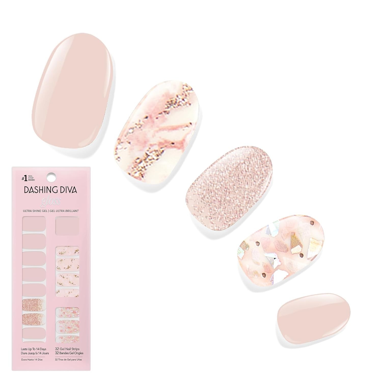 Crystal Clear Gloss Nail Strips – Easy French Nail Art, 32 Gel Wraps Included