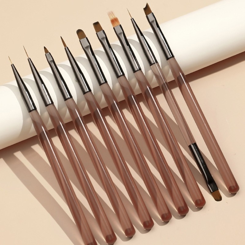 Professional Salon Nail Brush Collection 9Pcs Functional Beauty Tool for Artists