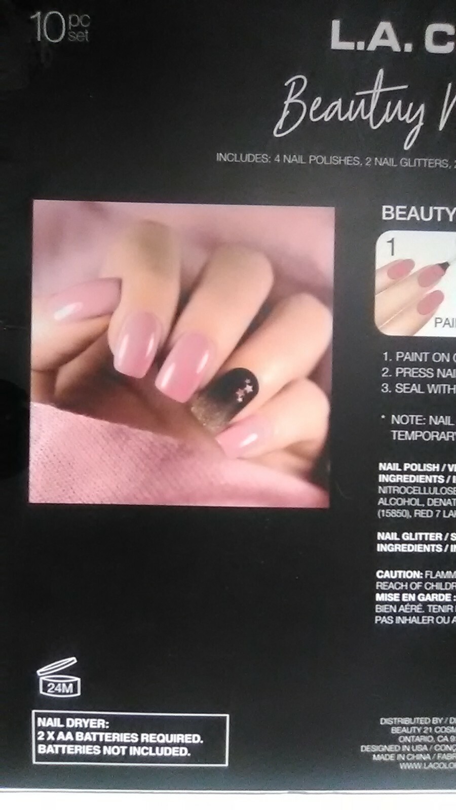 L.A. Colors~Beauty Nail Lounge~At Home Salon Kit~Limited Edition Dryer~10 Pc Set
