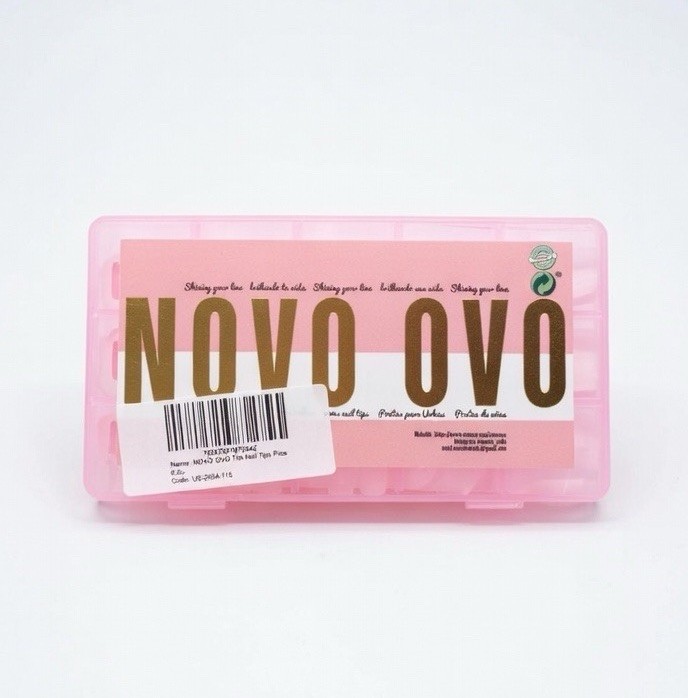 NOVO OVO Artificial Nail Tips White With Box, Assorted Sizes, Number Stickers