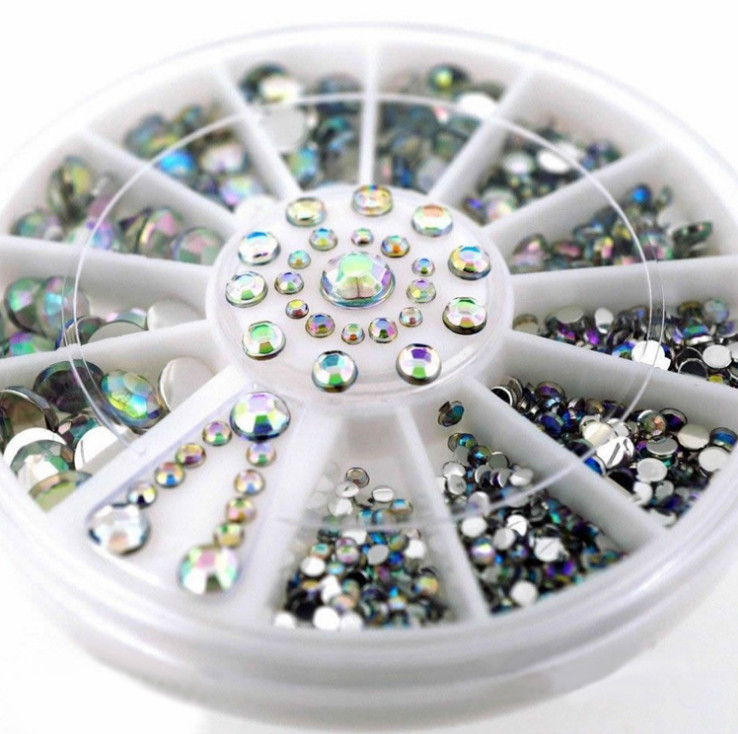 6cm 12 lattices Mixed Size Nail Rhinestones and Crystal Nail Art Decorations Set