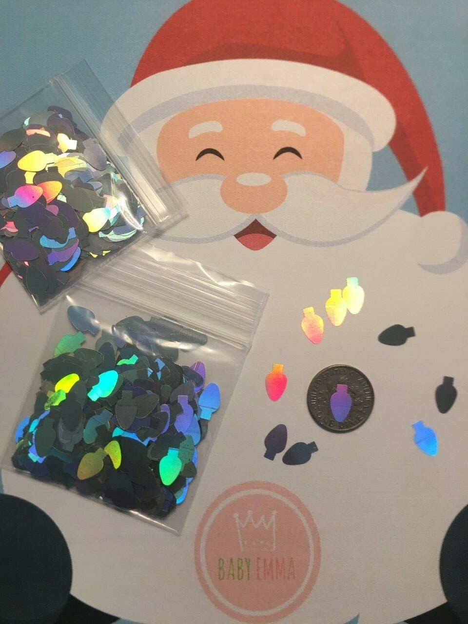 HOLO CHRISTMAS Light Blub Shape (Silver) Glitter 10mm Nail Art Face CraftsDIY-US