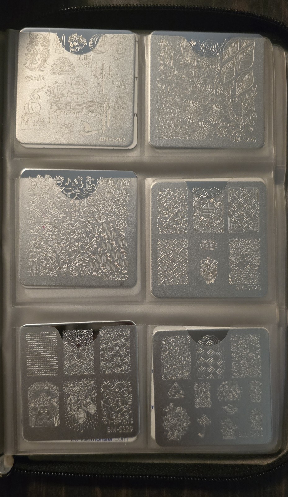 Bundle Monster Maniology B.M.C Nail Stamp Square Plates W/ Storage Binder Lot