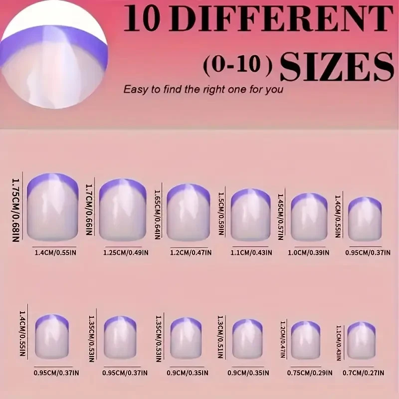 24/120 Short Square Press On Nails, 5 Gradient Colors, Glossy Finish, Full Cover
