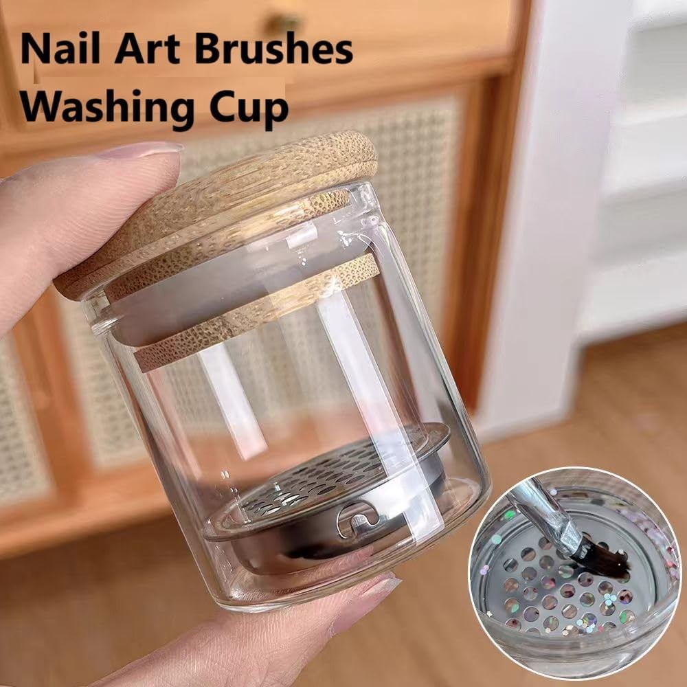 Nail Art Brushes Washing Cup, Nail Glitter Removal Cup, Monomer Holder, Nail Art