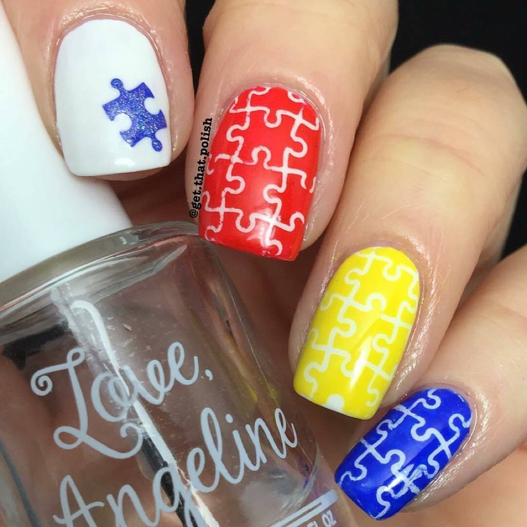 Whats Up Nails Puzzle Stencils for Nails, Autism Month Nail Stickers
