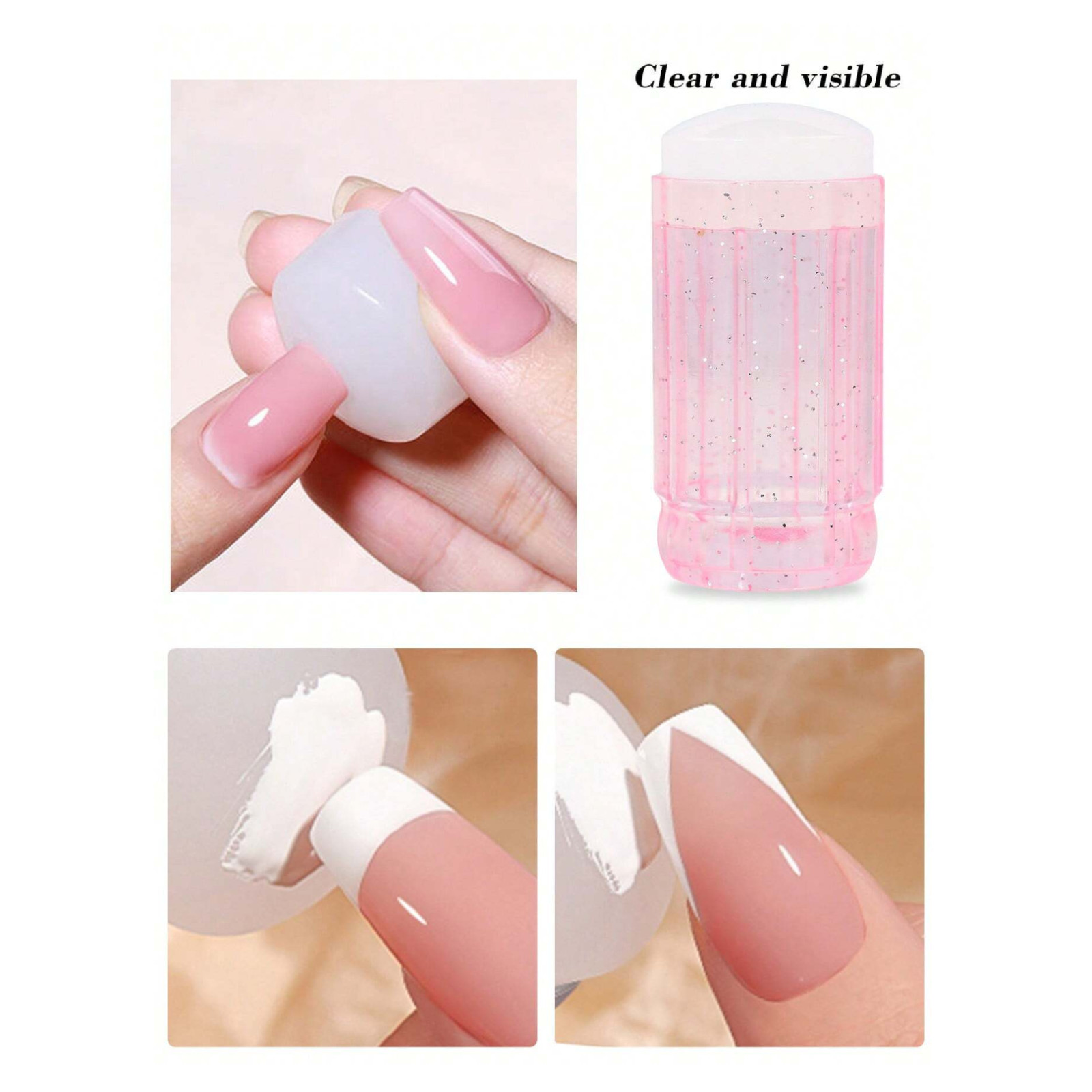 Silicone Nail Stamper French Manicure Stamping Jelly Nails Art Scraper Stamps