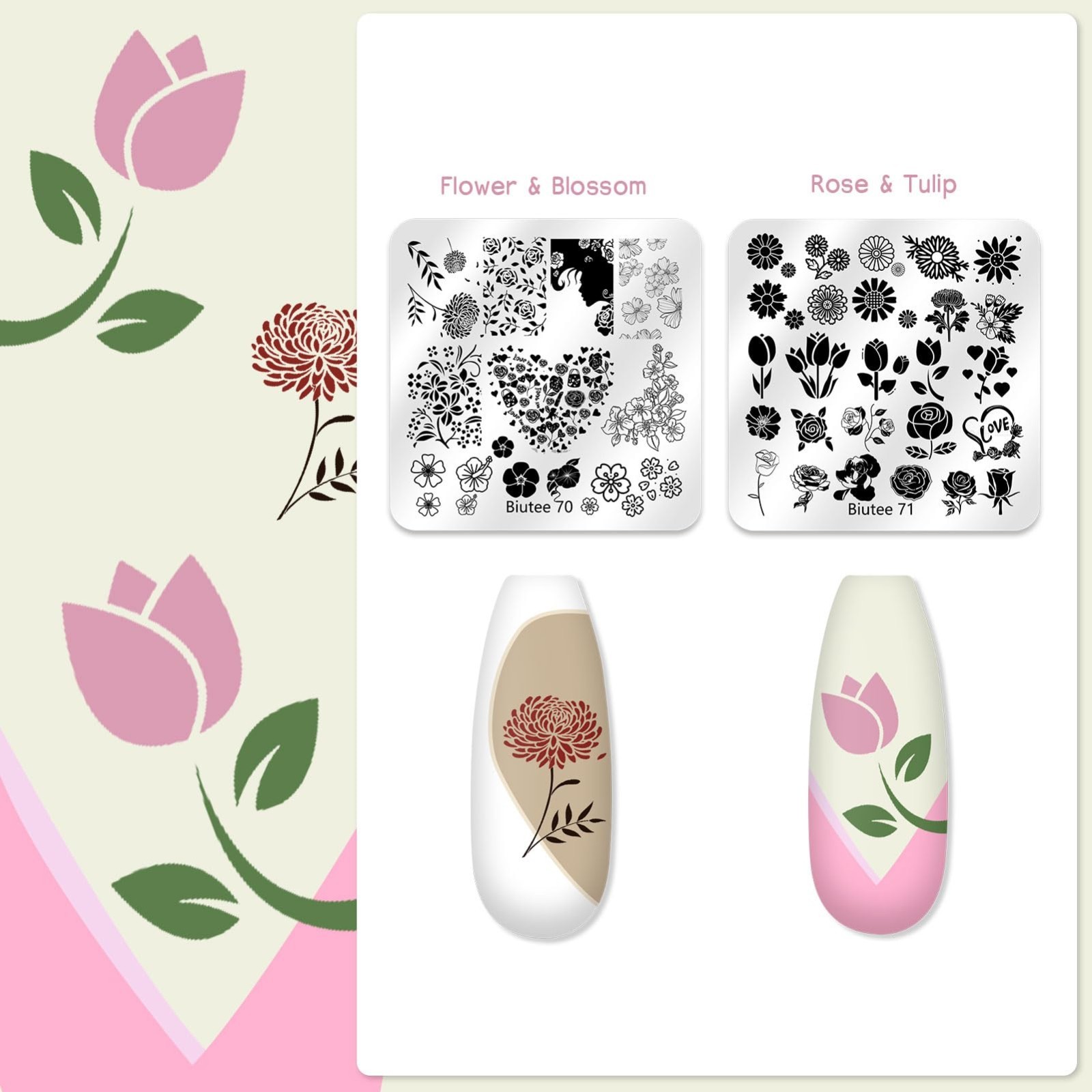 16Pcs Nail Stamping Kit with 8 Colors Polish Gel, Stamper, Scraper & Storage Bag