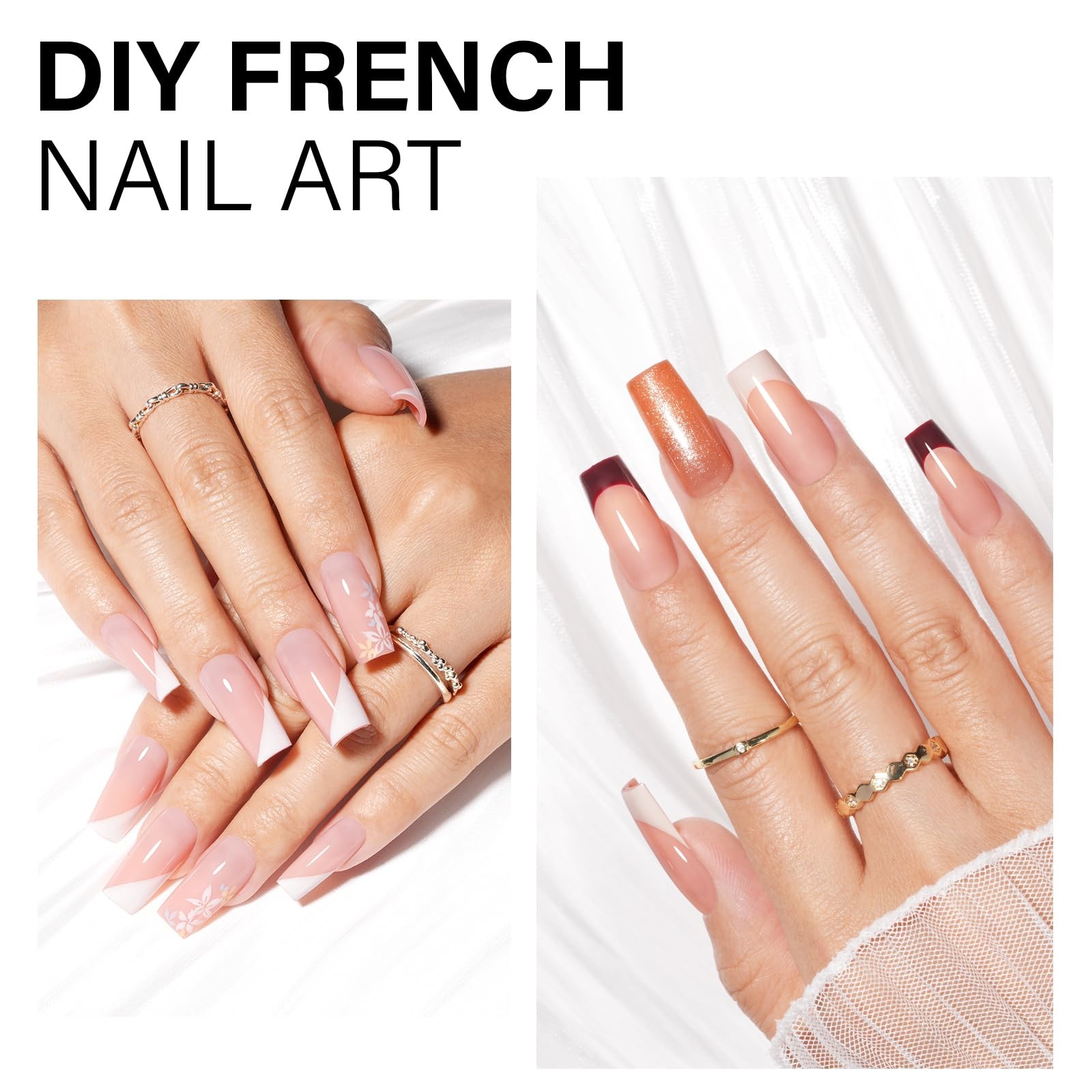 AILLSA Press on Nails Medium Square Nude Pink Nail Tips 5 Colors 140 PCS