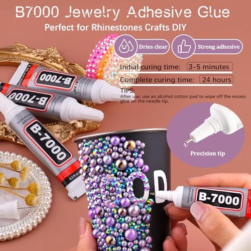 80g Flatback Pearls and Rhinestones for Crafting, Dark Pink 3 80g Dark Pink