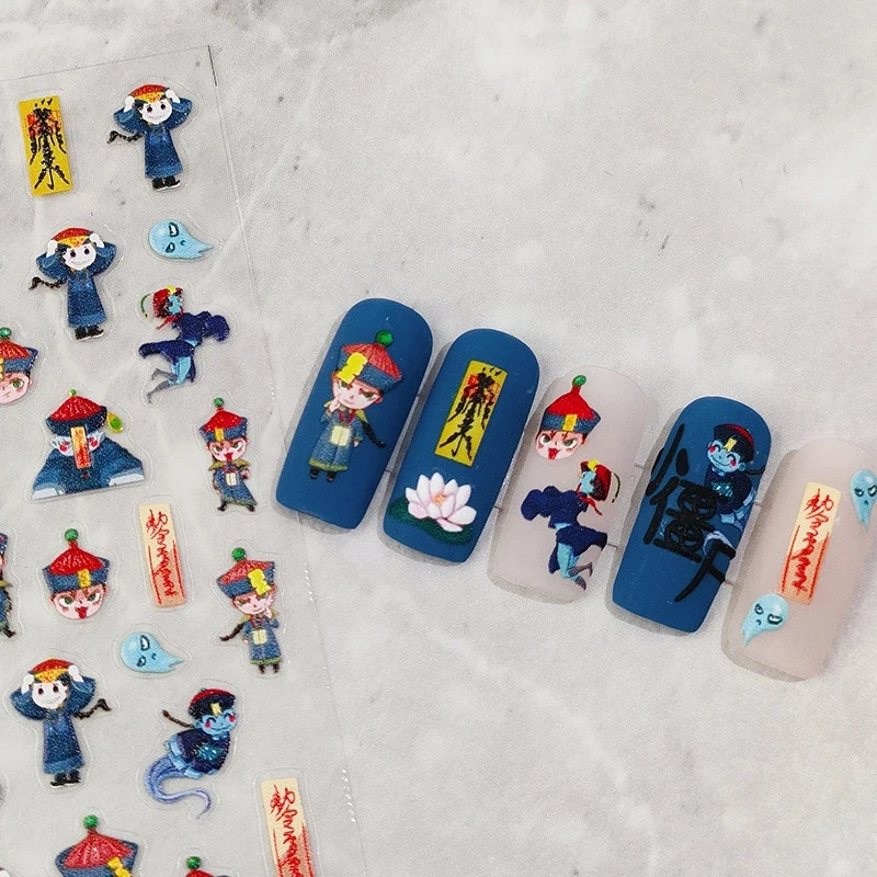 Zombie Nail Stickers – Q Version Ghost & Talisman Nail Decals (353)