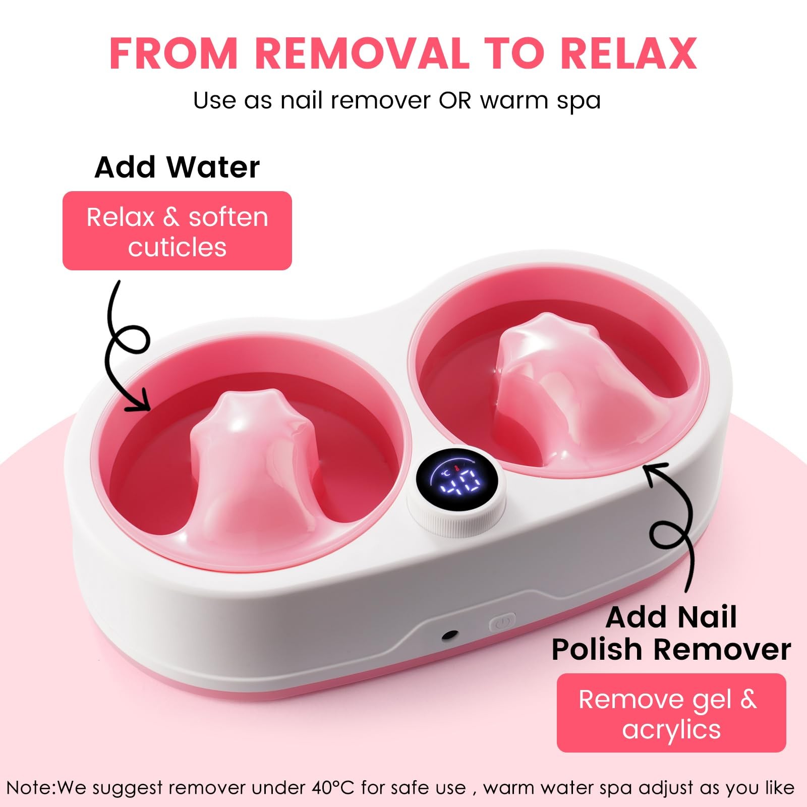 Rosiour Pink Heated Nail Soaking Bowl