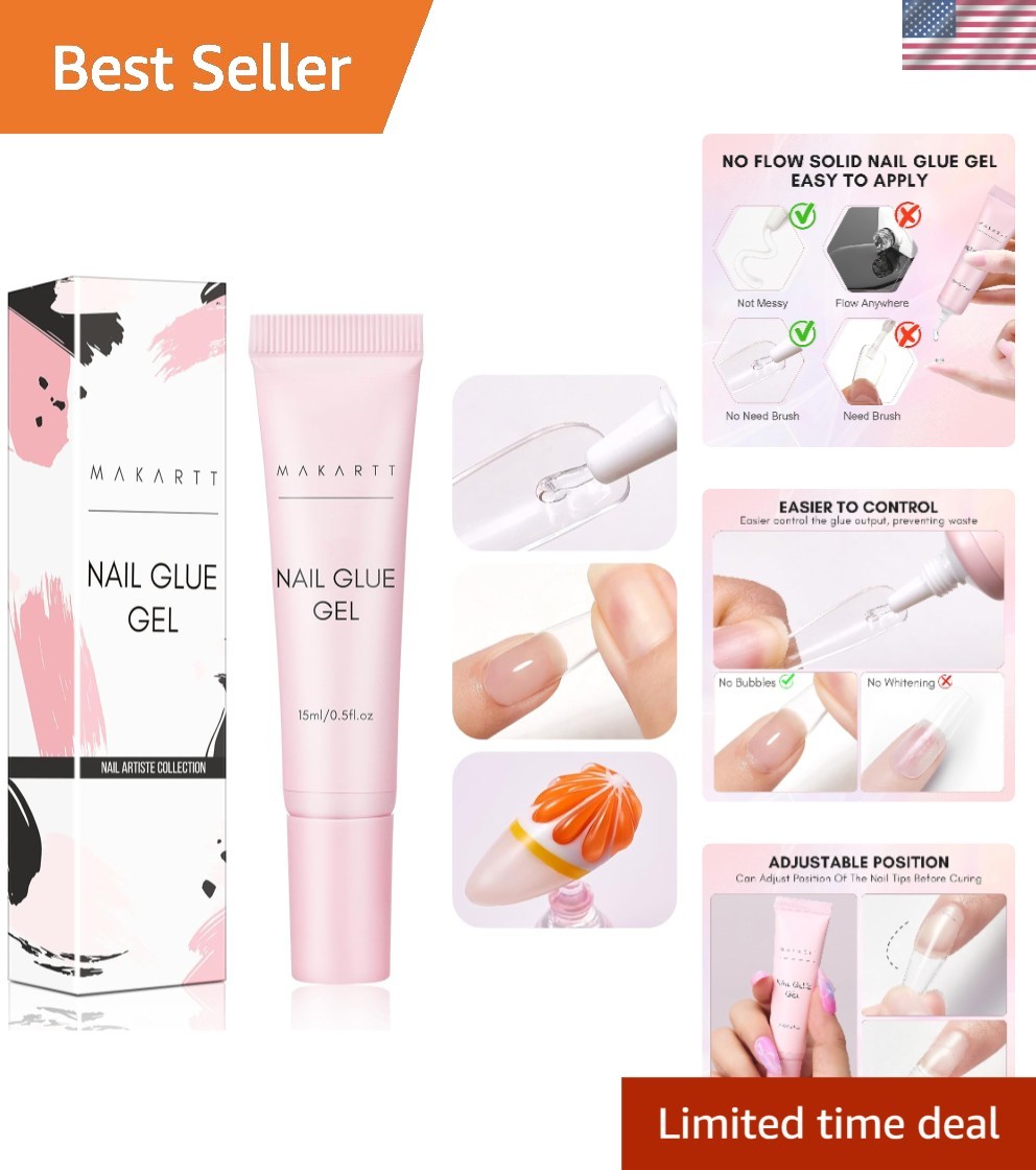 Gel Nail Glue: Solid Nail Glue for Press On Nails, 15ML 3D Gel UV Lamp Needed…