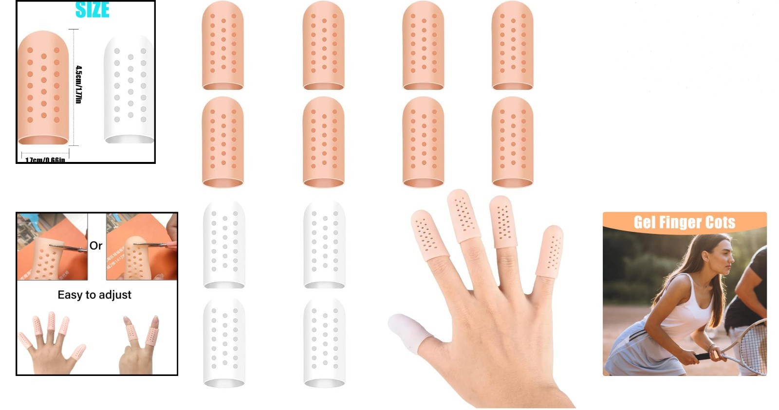Customizable Silicone Finger Cots – 12 Pack to Relieve Pain from Eczema & More