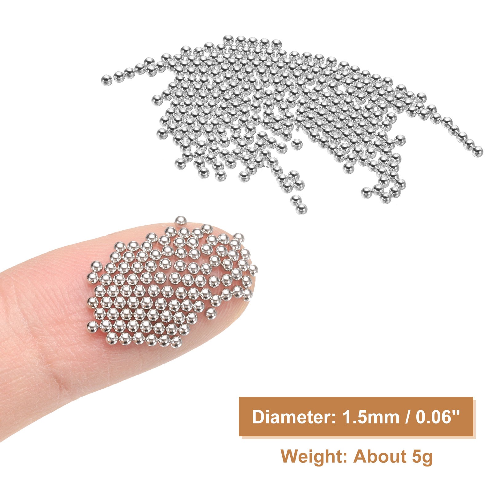 2pcs Nail Art Beads 0.06″ Mini Metal Caviar Nails Beads Ball with Bag Silver,