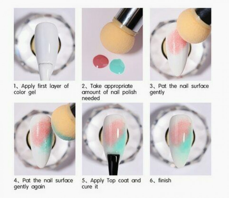 Nail Art Brush 4 Replaceable Sponge Double Head Durable Newest Style Ombre