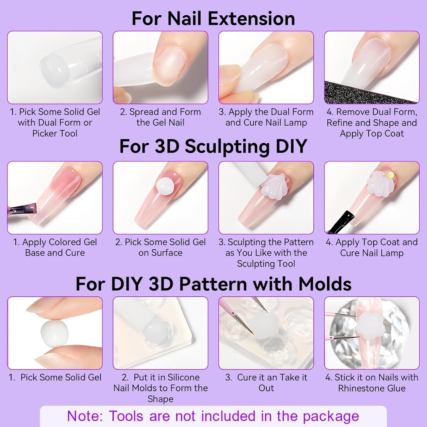 Solid Builder Nail Gel – 4-in-1 Non-Sticky Gel for Stunning 3D Nail Art Designs