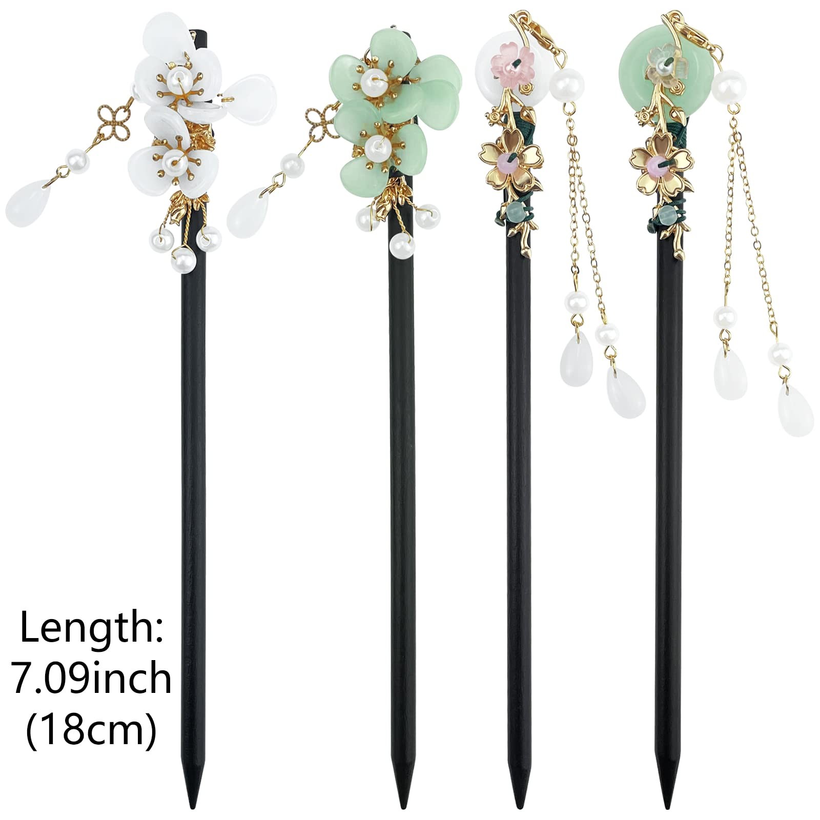 4 Pcs Japanese Chinese Hair Stick Retro 1 Count (Pack of 4), Multicolor