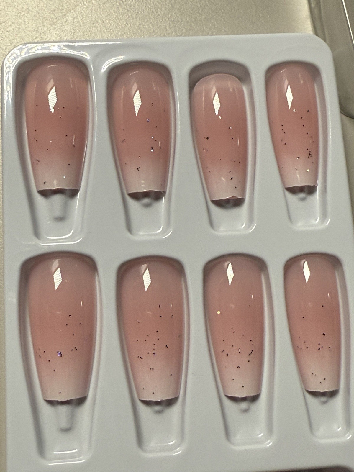 SET OF 2 Pink Glitter Ombre & French Heart Design