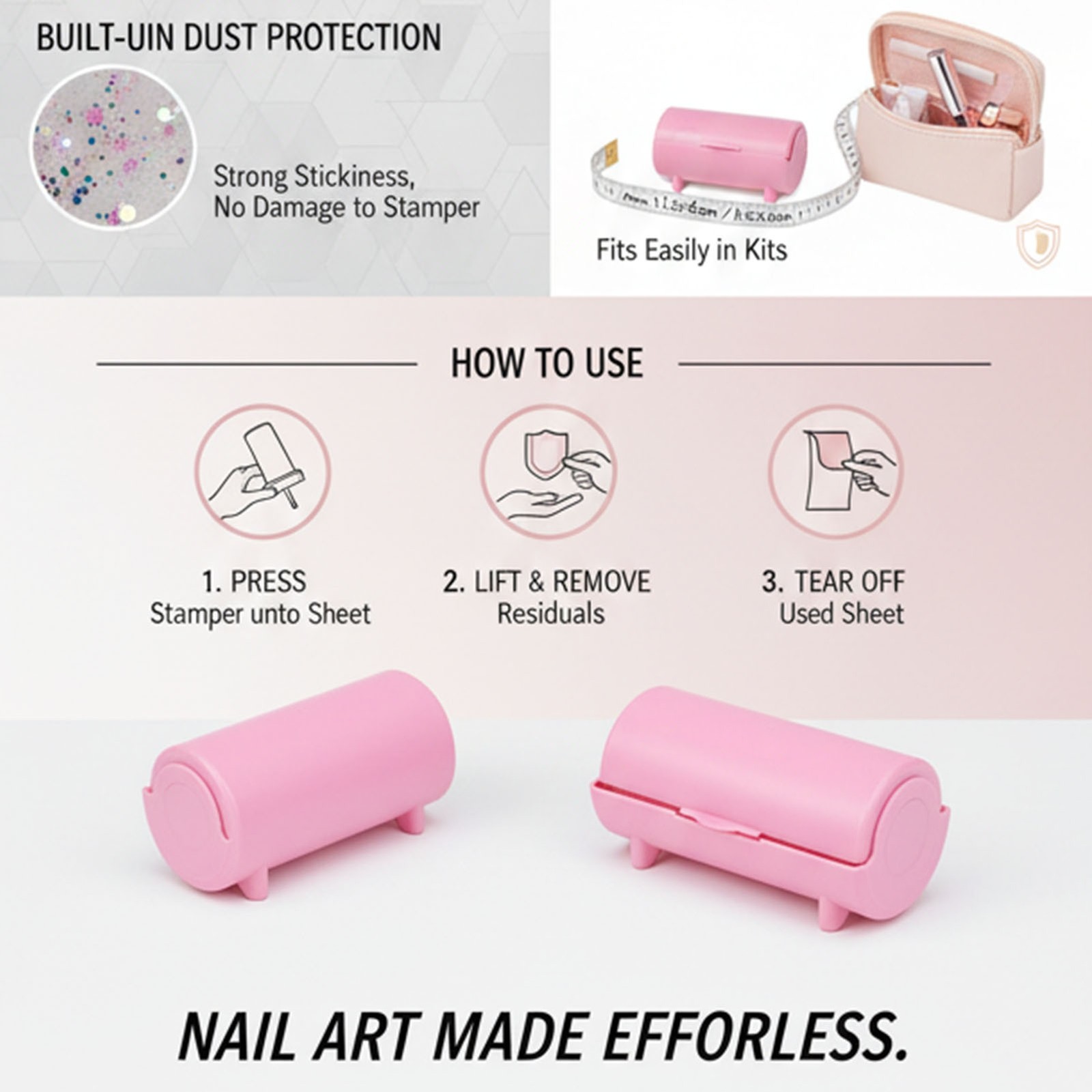 Rolls Nail Stamper Cleaner Instant Cleaning Tool For Nail Art Easy To Use