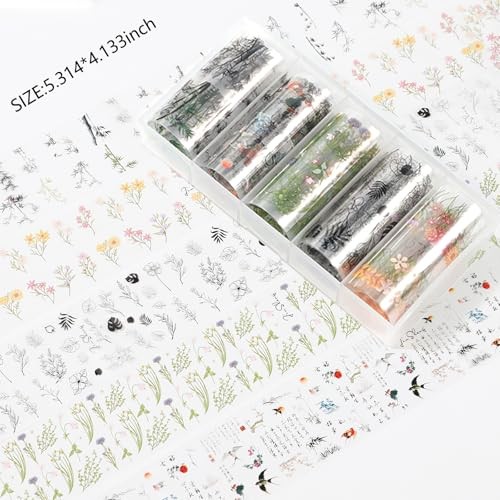 30 Rolls Nail Art Foil Transfer Nail Foil Wraps Bamboo, Landscape Painting