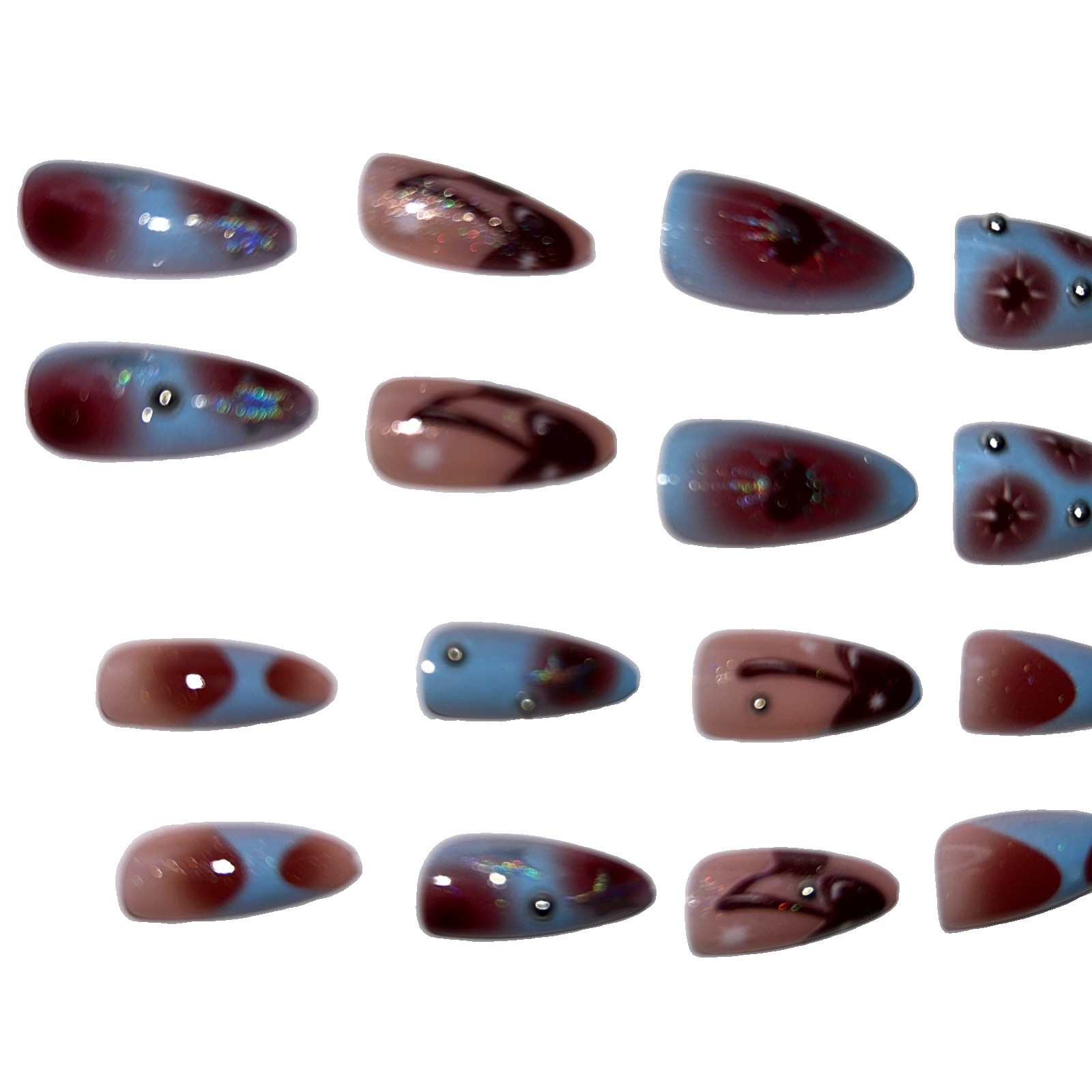 Lot of 2 Almond 10pc Handmade Press-On Nails NEW size *Medium*