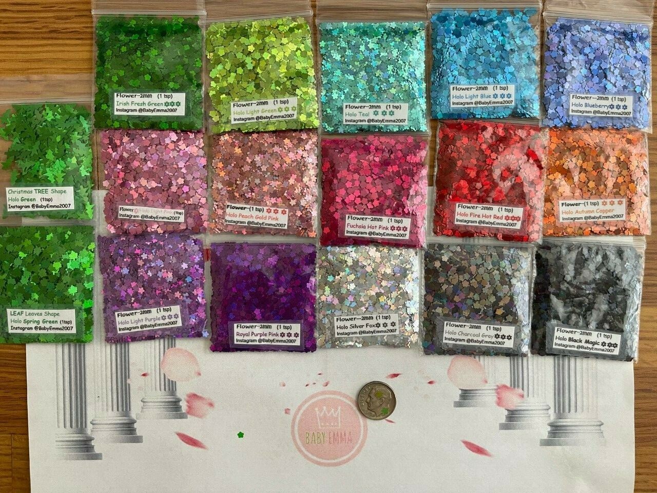 Solvent Resistant Holo FLOWER shape Glitter U Pick Color-Nail Art Face Crafts-US
