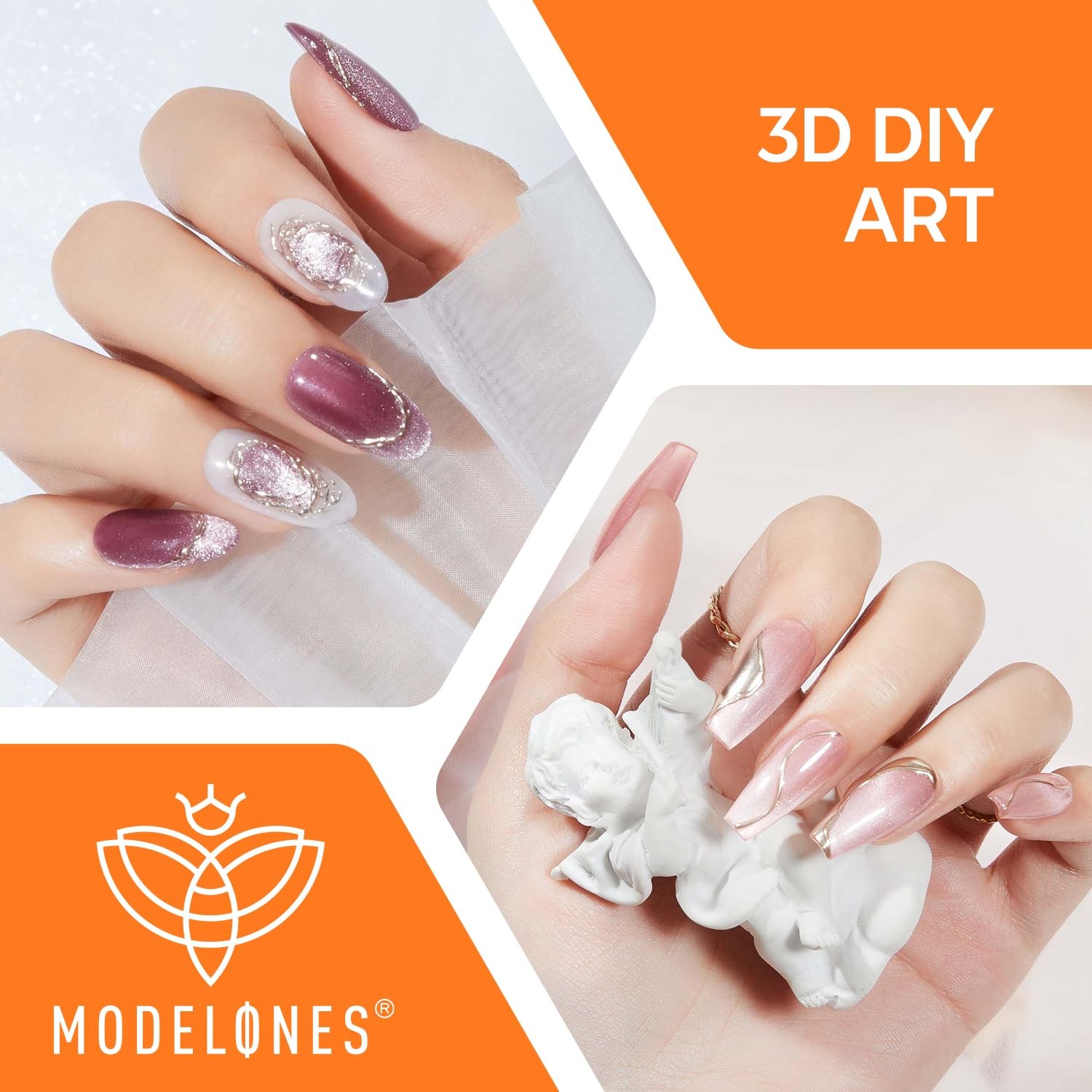 Modelones Clear 3D Gel Nail Art, 15g Sculpting Glue for 15g, T2-3D