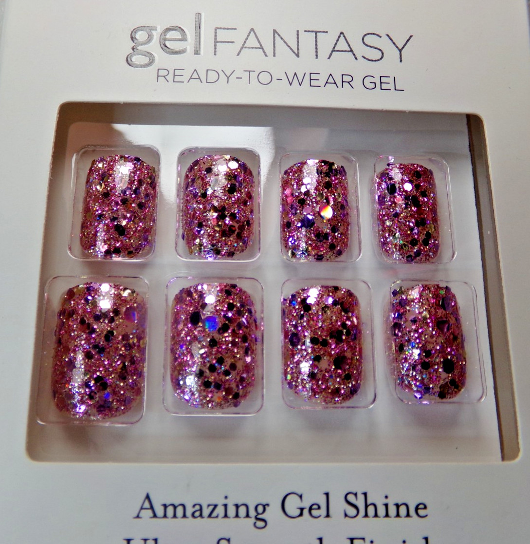 Kiss gel Fantasy Ultra Smooth Pink Glitter Glue On Nail Real Short