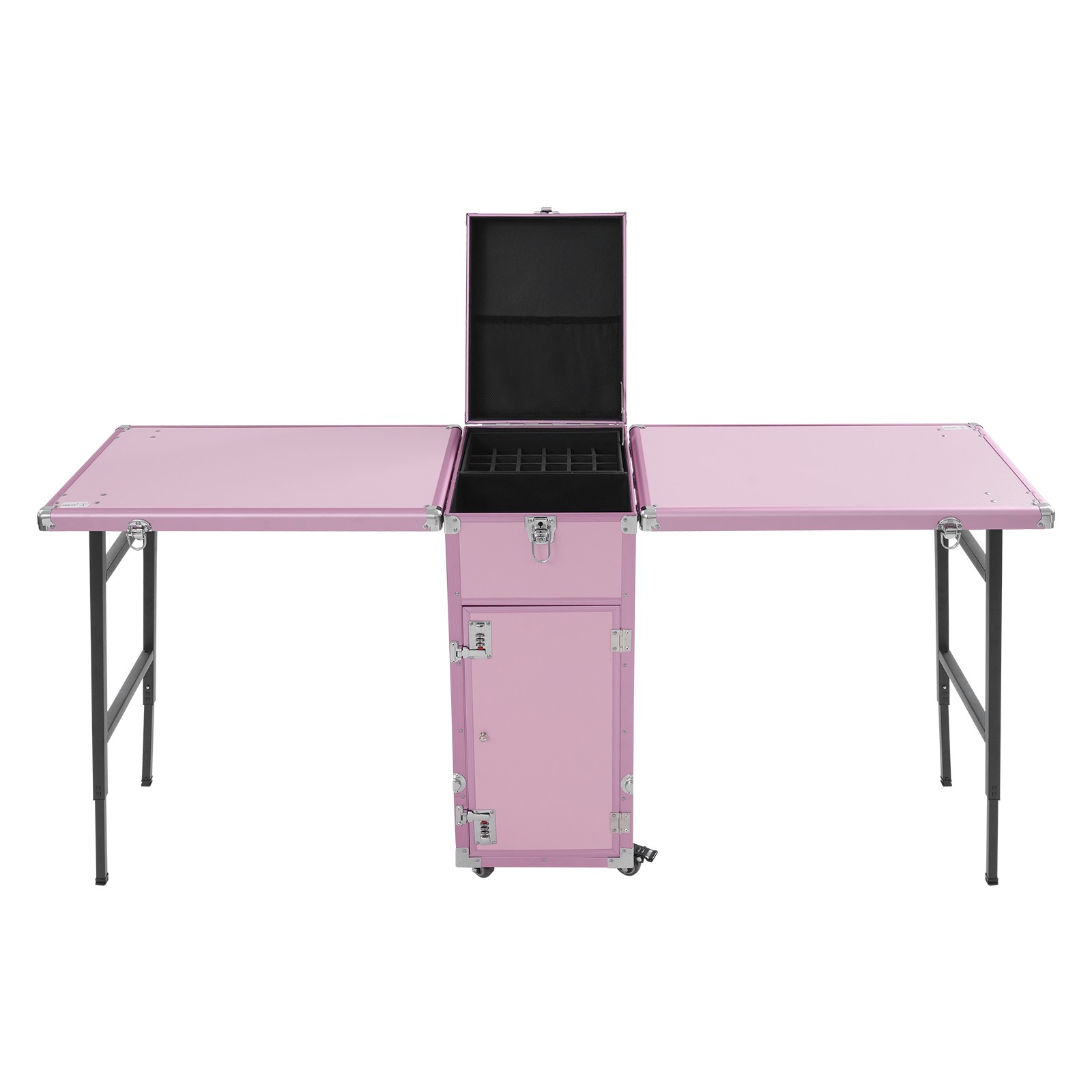 Portable Nail Table Desk, Foldable Rolling Manicure Table, 2 Desktop Case
