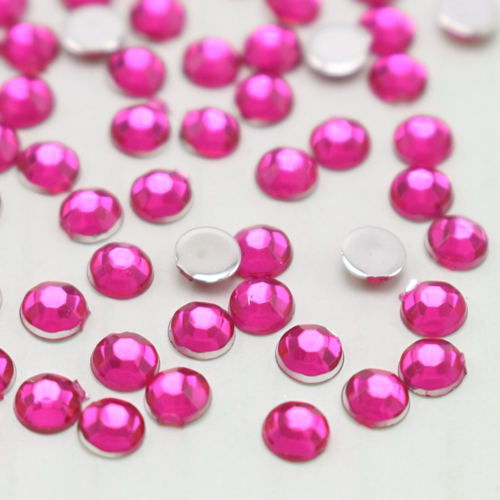 2000 Hot Pink Acrylic Faceted Round Flatbacks Rhinestone Gems 3mm 12ss Nail Art