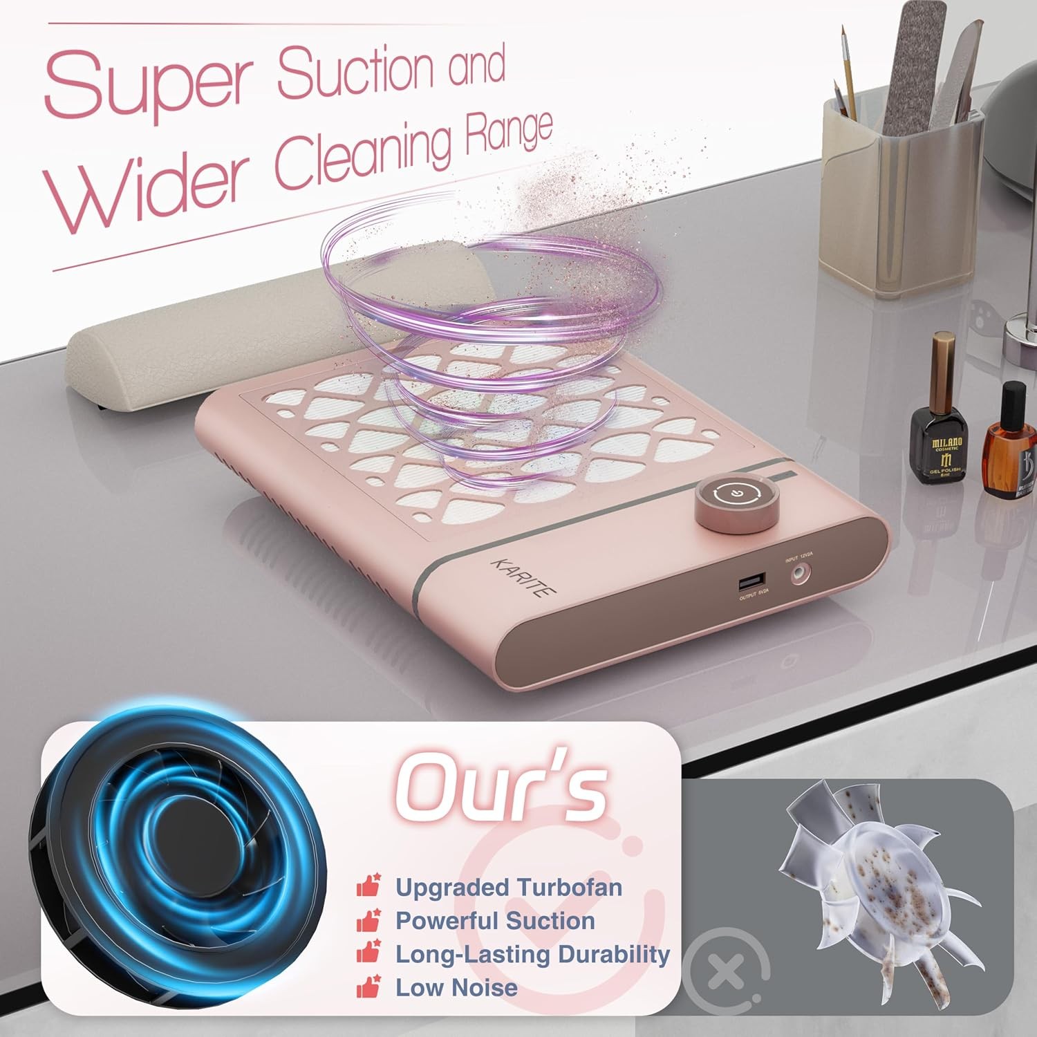 Nail Dust Collector, Upgrade Vacuum Dust Collector with 30Pcs Papers, 5000RPM Po