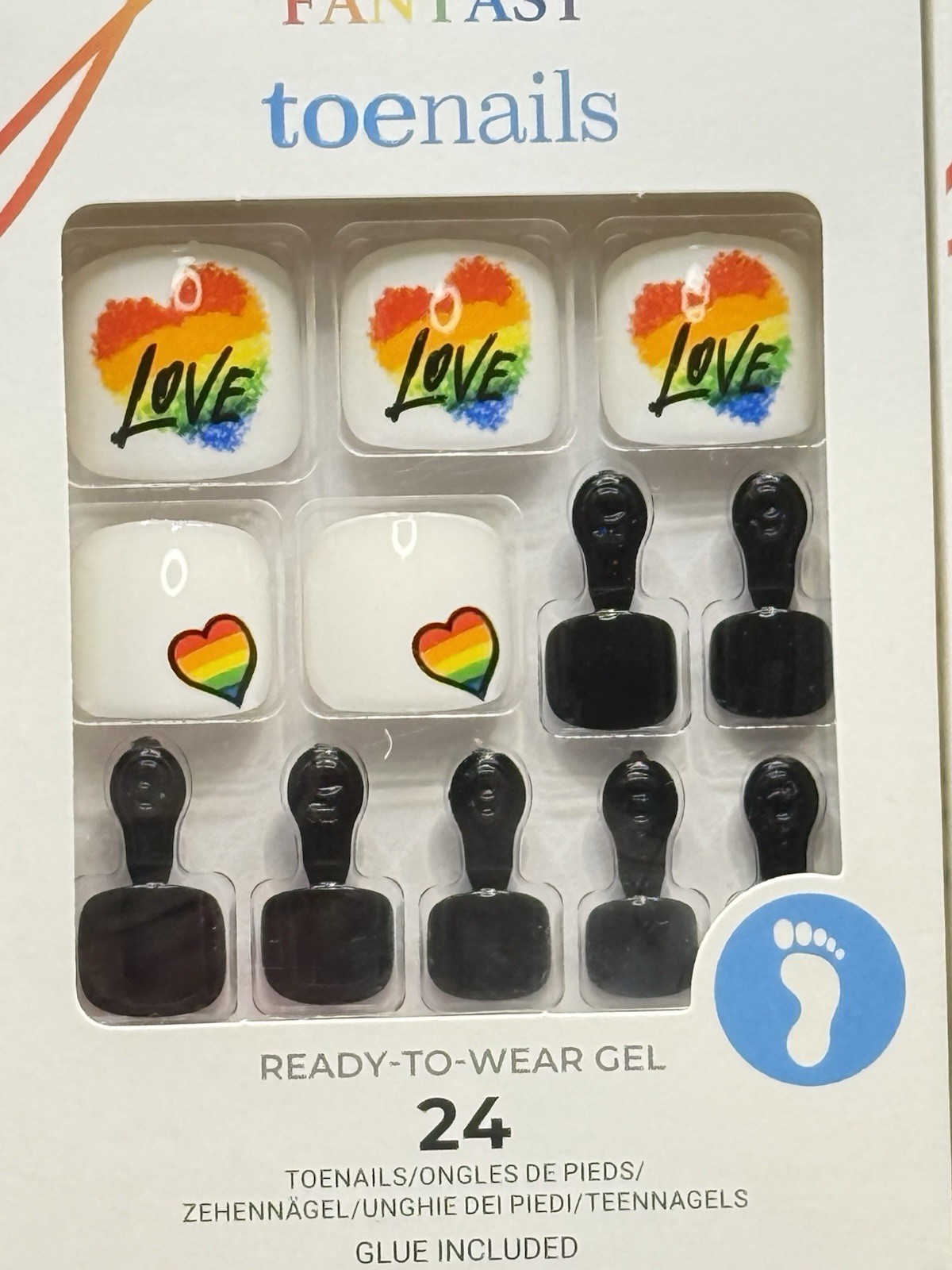 Kiss Gel Fantasy Press-On Toenails Pedicure Rainbow Love Pride 90560 Lot Of 2