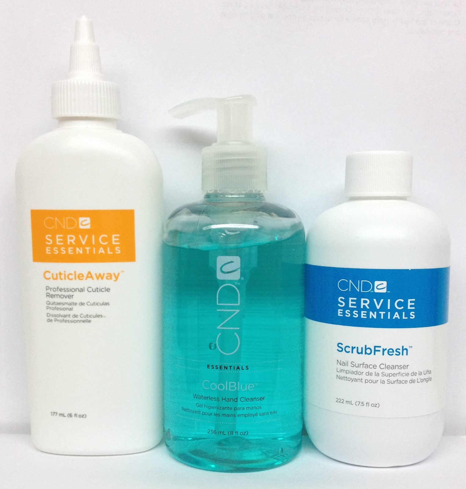 Cnd Shellac 3pcs set – Cuticle Away 6oz, Cool Blue, ScrubFresh 8oz