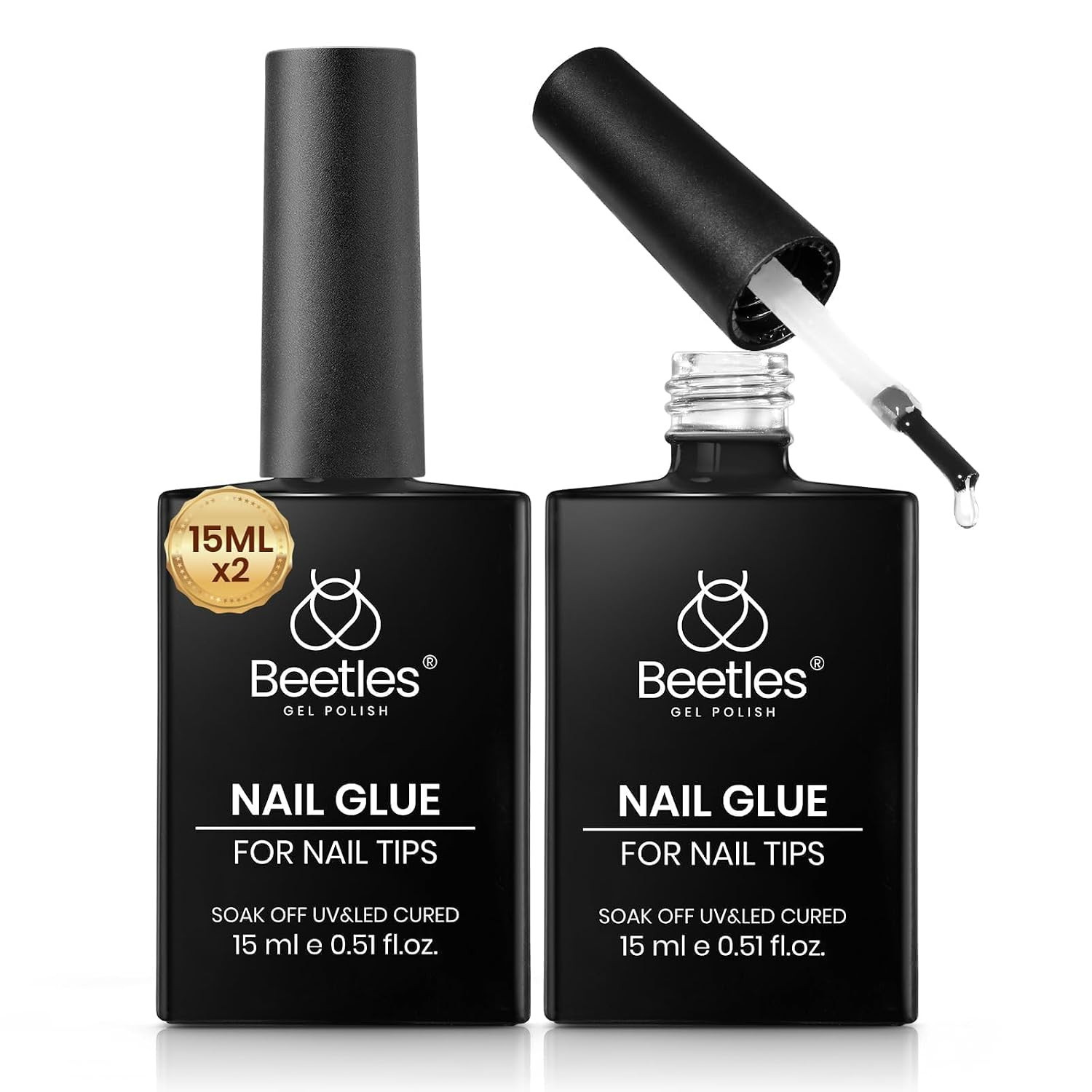 Beetles 2Pcs 15Ml Gel Nail Glue for Acrylic Nail Tips, UV Nail Glue | for Clear