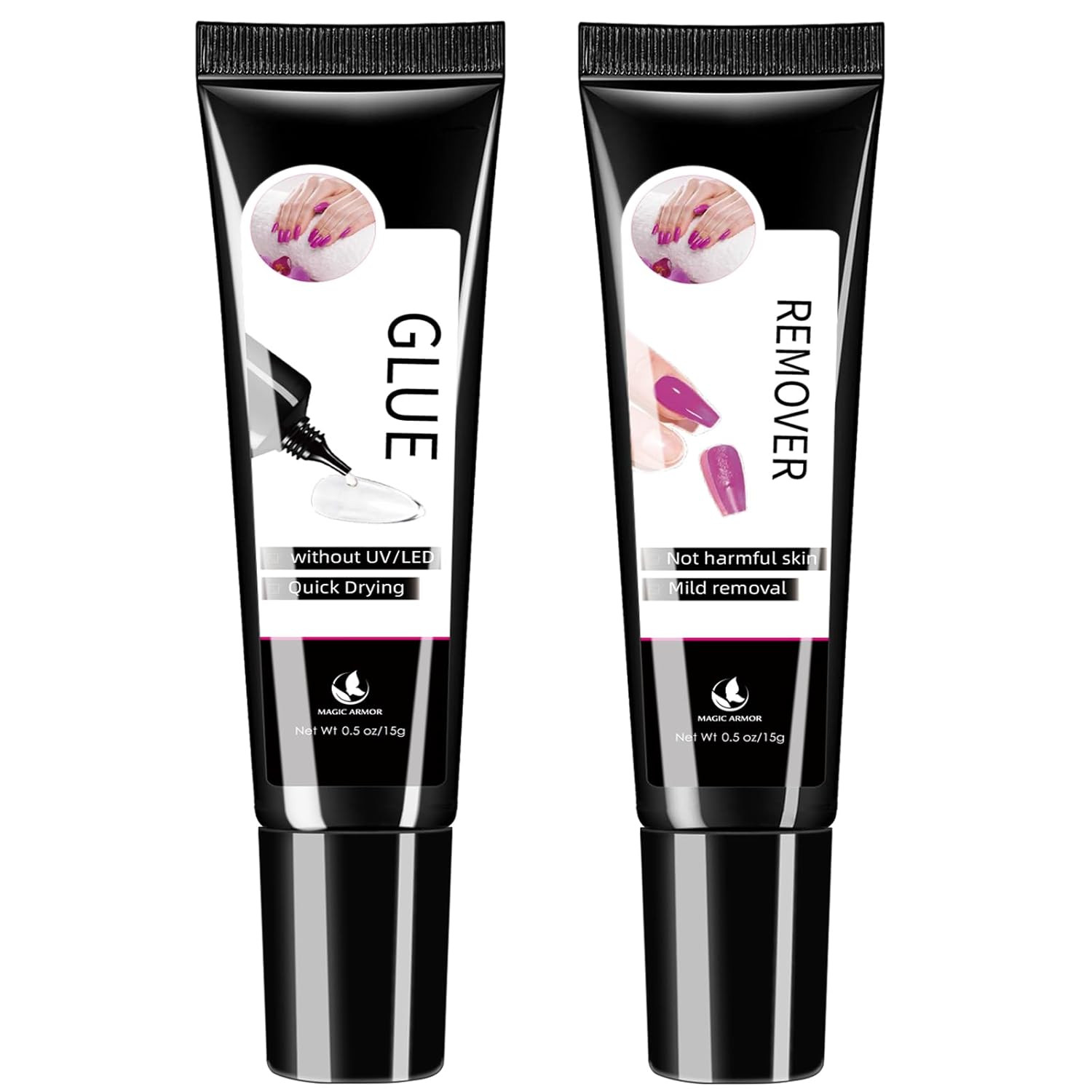 15G Semi Solid Nail Glue with 15G Remover for Press on Nails Tips Gel Nail Gl…