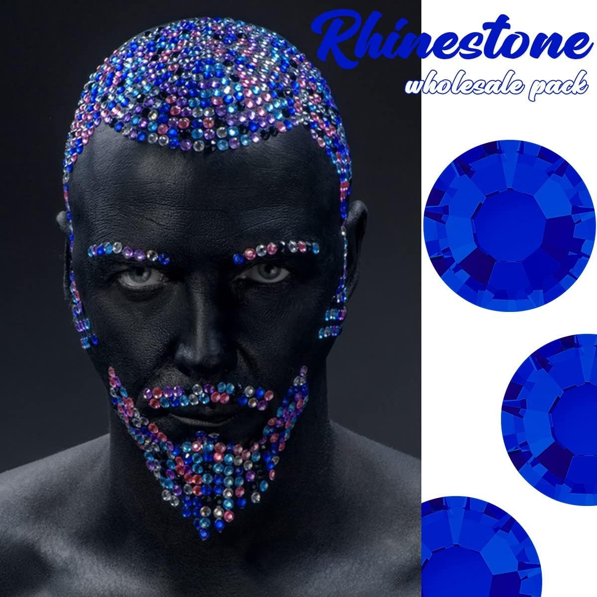 2880Pcs Royal Blue Nail Rhinestones SS10 2.8Mm Bulk Sapphire Blue Nail Art round