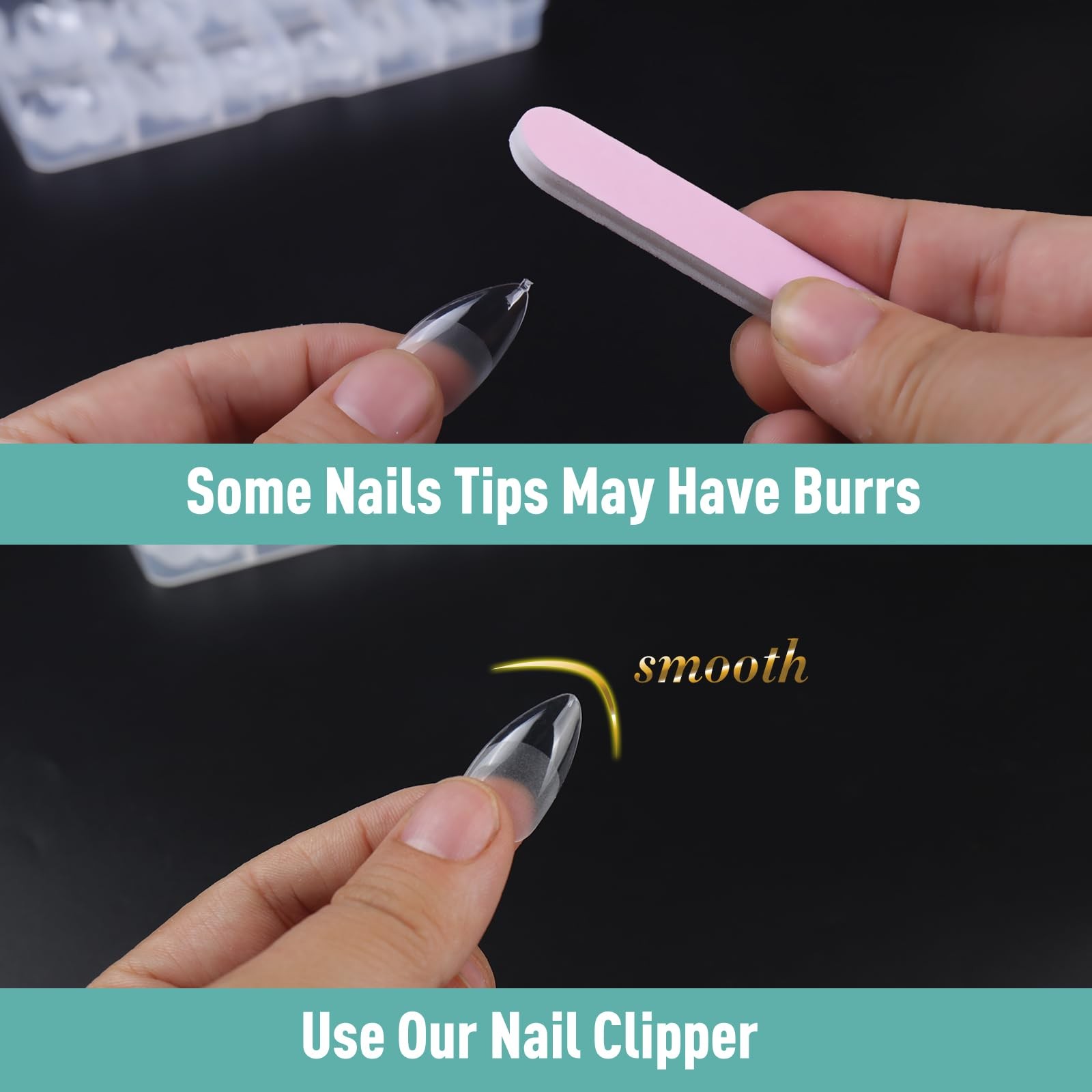 Soft Gel False Nail Tips 3 Styles Kit – Medium Almond, Square and Ballerina, …