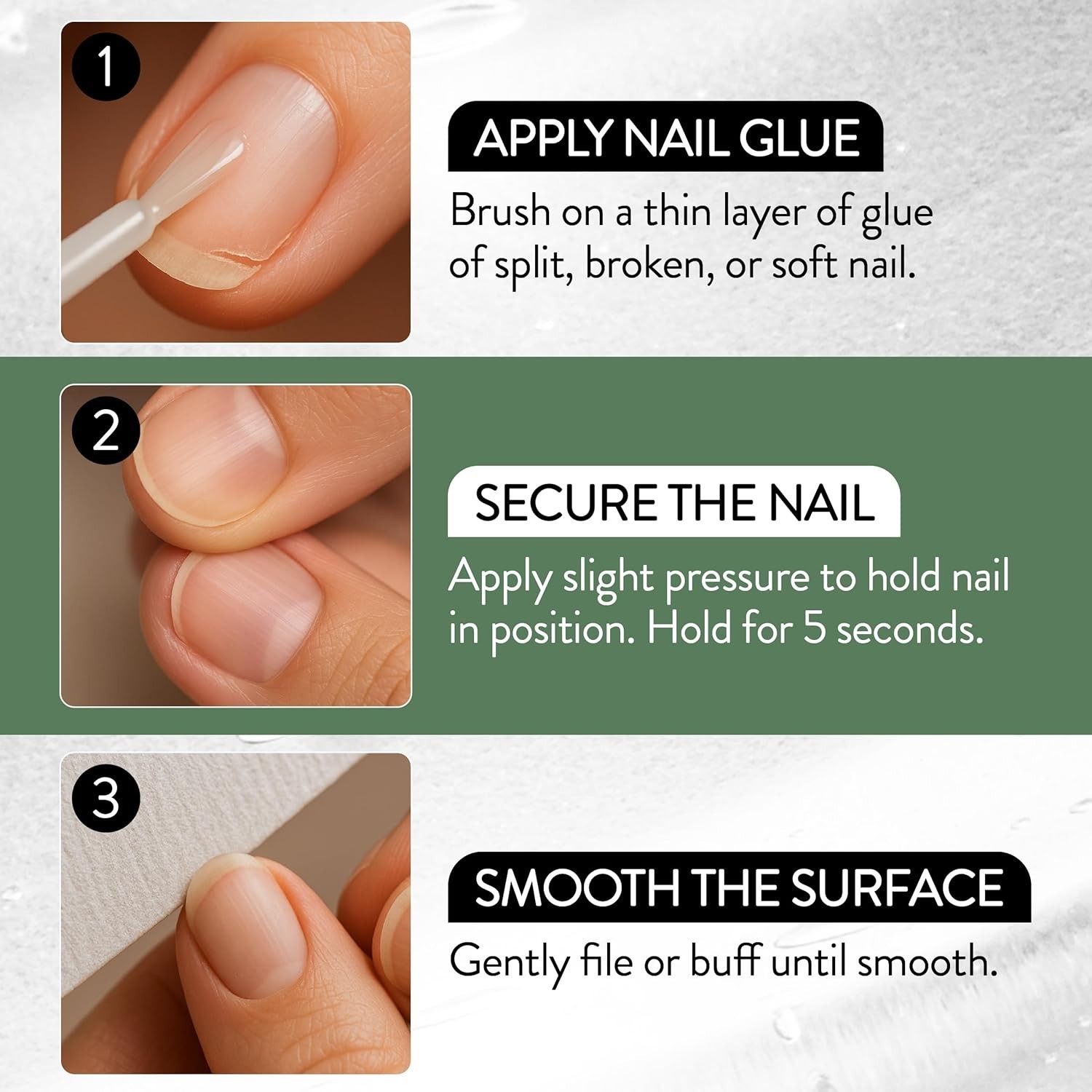 5 Second Brush-On Nail Glue Gel Resin – 3 Pack for Quick Repairs & Strength