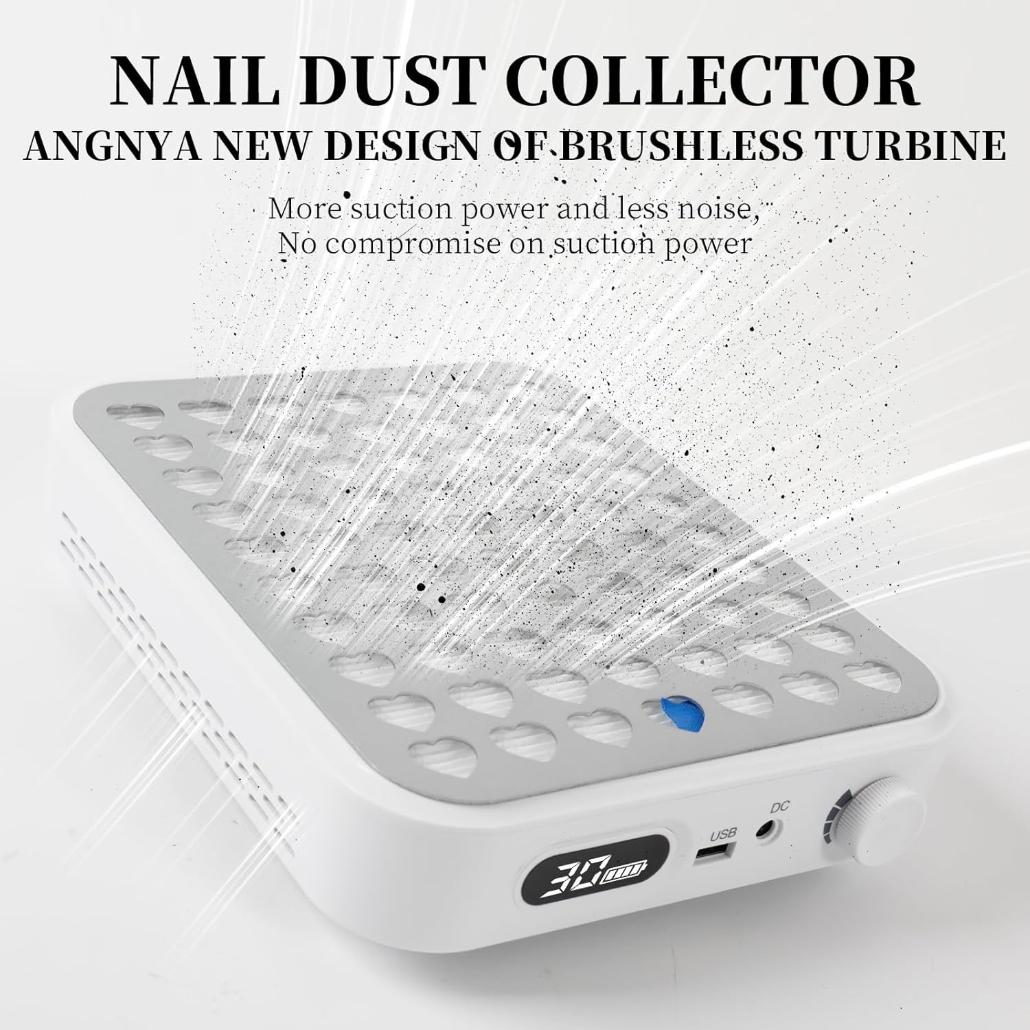 Nail Dust Collector with Lamp,Vacuum Fan Rechargeable Dust Collector with Dust B