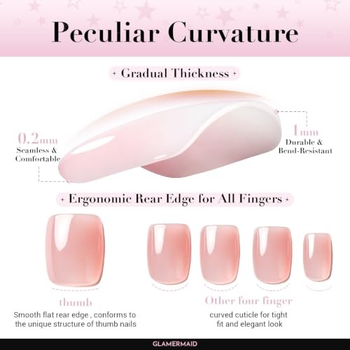 Natural Nude Pink Nails Press – Extra Short Squoval Apricot Elegance