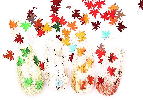 12 Lentejuelas Para Unas Con Brillo De Hojas De Otono De Colores – Arte De Unas