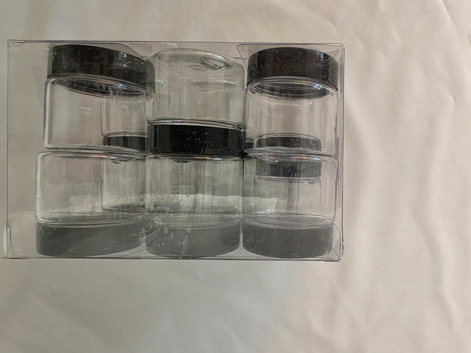 12 Small Plastic Jar 1 Ounce Containers With Black Screw Top Lids